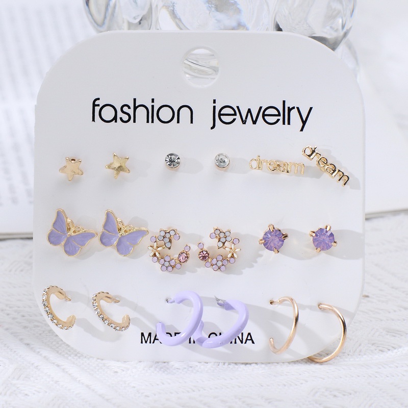 Set 9/ 12 đôi khuyên tai RINHOO FRIENDSHIP nhiều kiểu dáng thời trang cho nữ