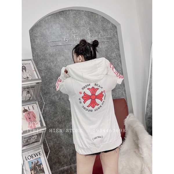 Áo hoodie chữ thập in tay TH6