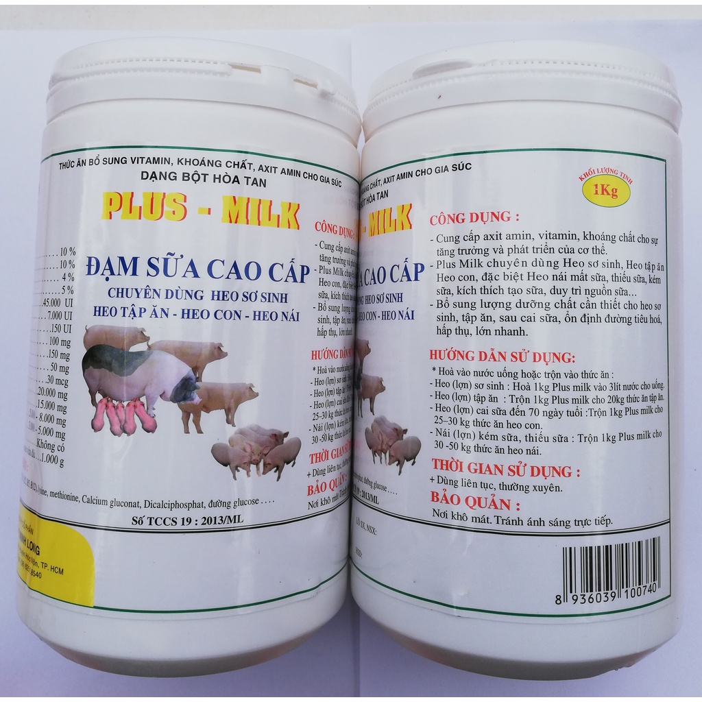 1 kg PLUS – MILK Đạm sữa Và FIVE-MILK SUPER Sữa non cao cấp chuyên dùng cho heo sơ sinh, heo tập ăn, heo con, heo nái