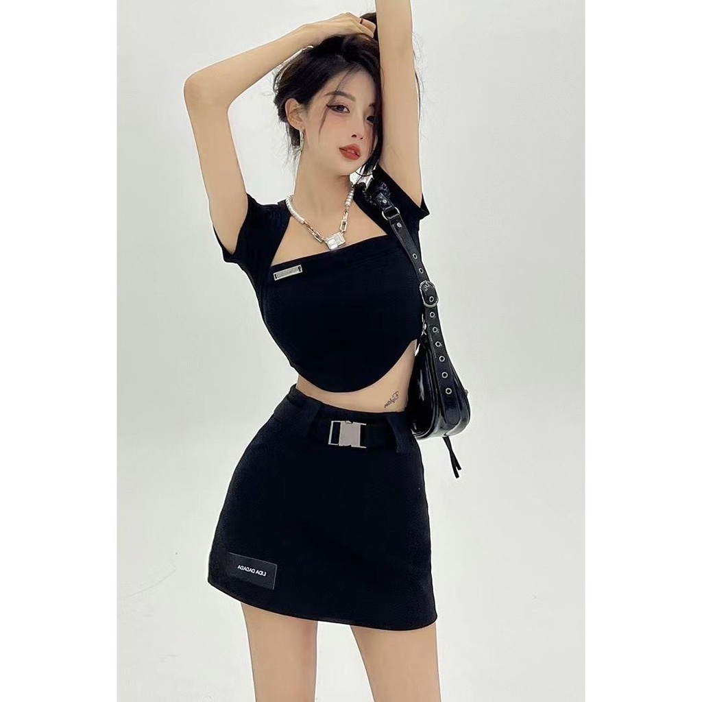 Set áo và chân váy phong cách Hong Kong thời trang mùa hè 2022 mới cho nữ (có bán lẻ)