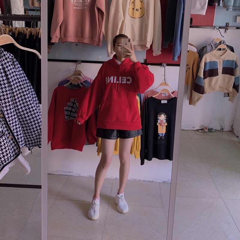 Áo hoodie nữ form rộng cute có mũ chất nỉ bông dày dặn | BigBuy360 - bigbuy360.vn