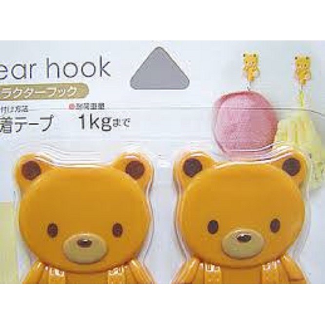 Set 2 móc dán hình gấu SURUGA keo dính siêu chắc siêu bền Nhật Bản