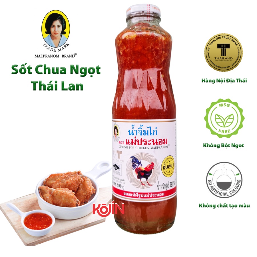 Sốt Chua Ngọt Thái Lan Sốt Con Gà Hàng Mới Nhập Khẩu Thái Lan Chai Thuỷ Tinh 980g