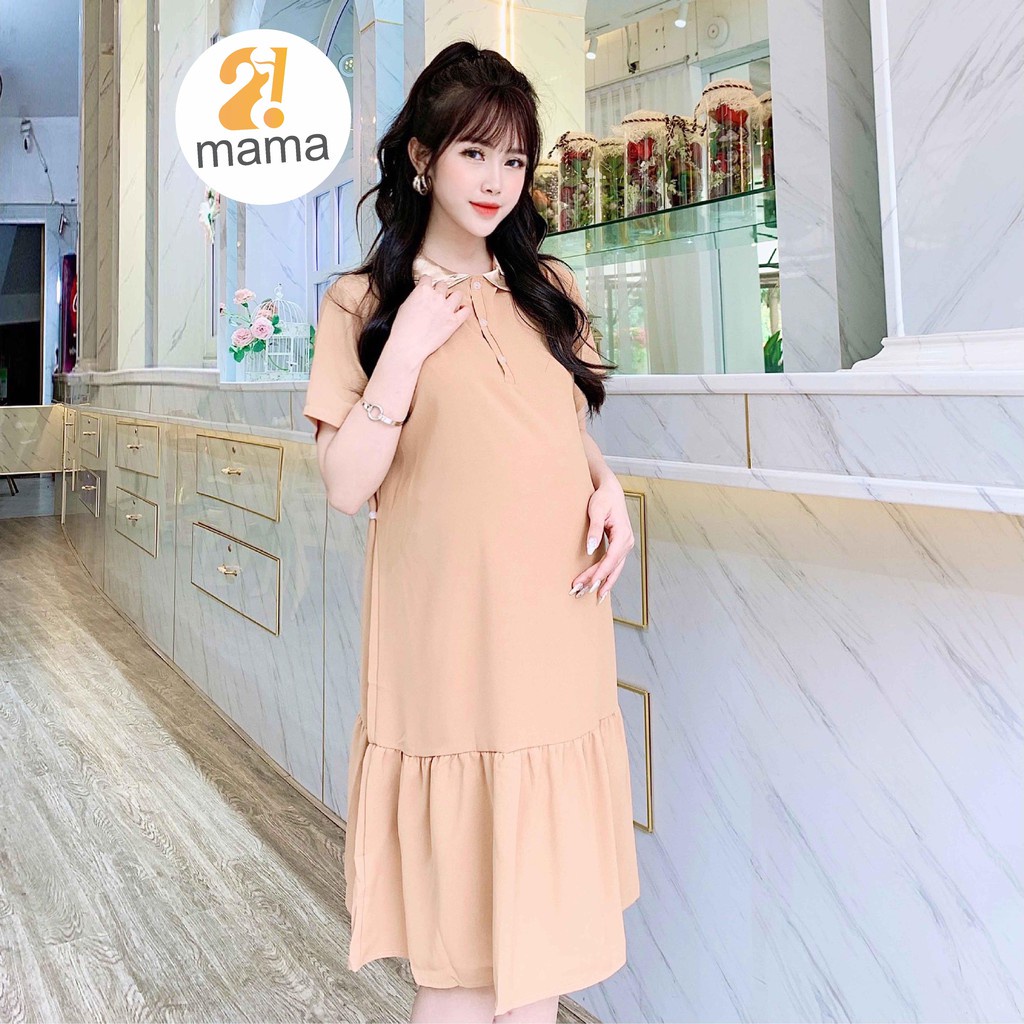 Váy bầu thiết kế dự tiệc công sở mùa hè 2MAMA suông đuôi cá dáng dài đen be V38 giá tốt