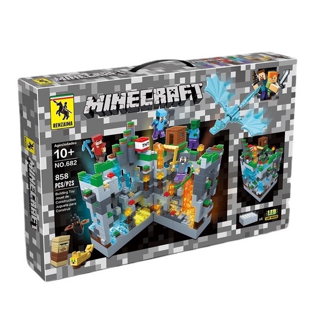 Lego Lắp ráp Minecraft 551 chi tiết, Bộ xếp hình My World có đèn led