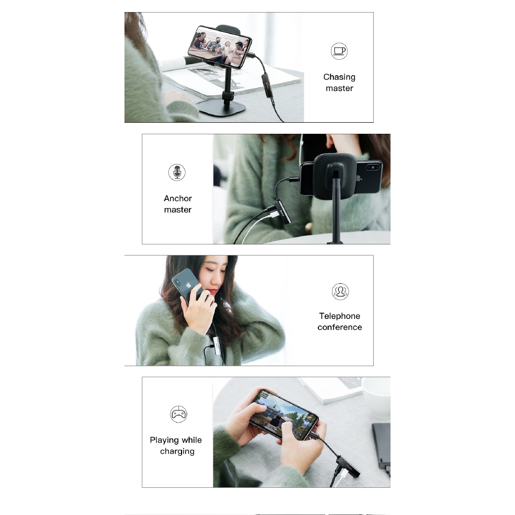 Đầu Chia Cổng Sạc Và Tai Nghe 3.5mm Baseus L52 Chuyên Dụng Cho iPhone