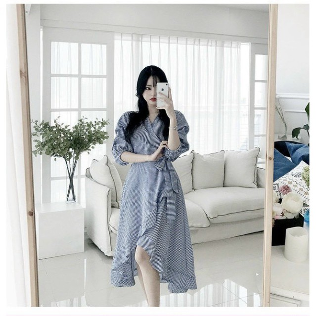 Đồ Đôi Nam Nữ, Áo Đôi Nam Nữ Đi biển đẹp, chụp hình cưới: Set áo váy sơ mi Hàn Quốc