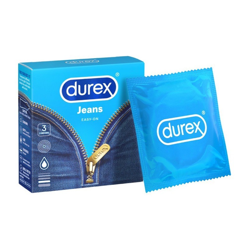 Bao cao su Durex Jeans bổ sung thêm chất bôi trơn (hộp 3 chiếc)