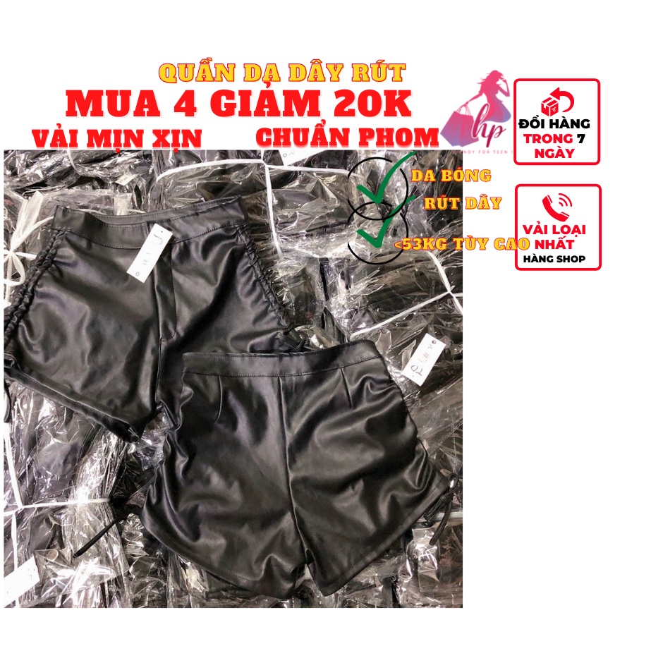 Quần shorts đùi nữ da bóng rút dây 2 bên hông mẫu mới kiểu cách hàn quốc