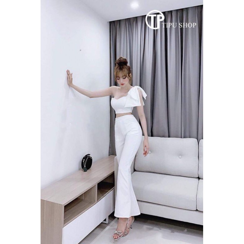 Set quần loe áo cúp ngực nơ