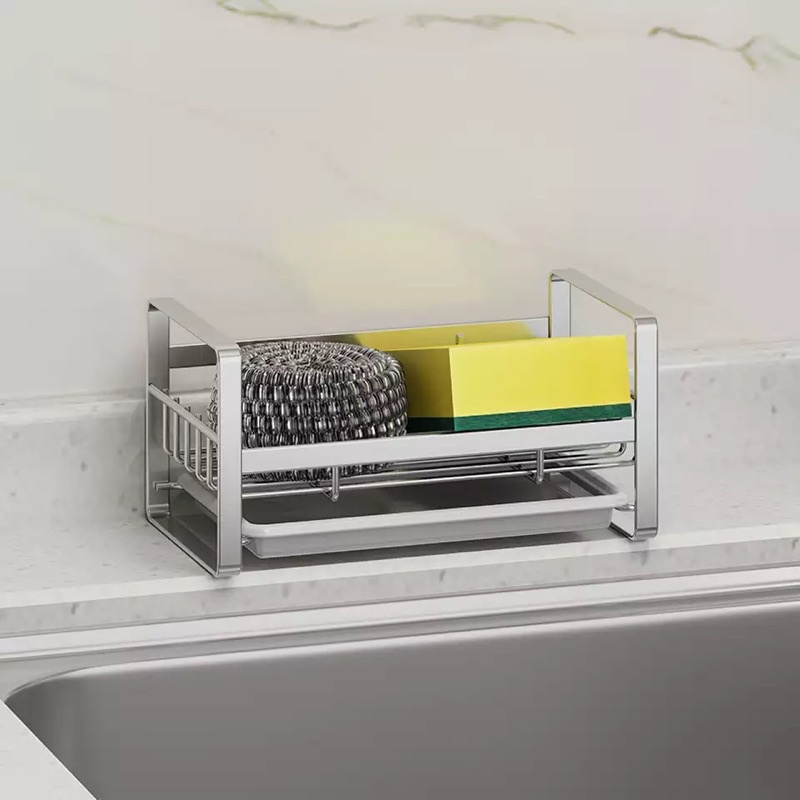 Kệ Giỏ INOX 304 Đựng Dụng Cụ Rửa Chén Bát Không Han Rỉ