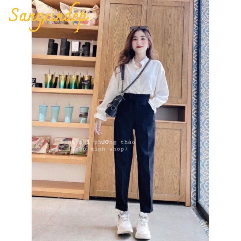 Quần Baggy Cạp Cao chuẩn mốt cực tôn dáng, chất vải dày mịn cần sắm gấp