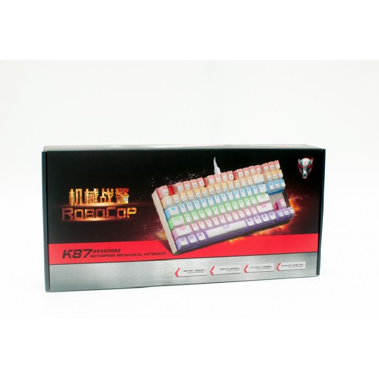 Bàn phím cơ Motospeed K87 TKL Rainbow Gaming Keyboard (Trắng)