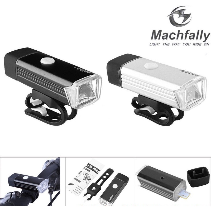 Combo Đèn pha xe đạp siêu sáng Machfally Sạc cổng USB Chống nước và Túi treo sườn xe đạp