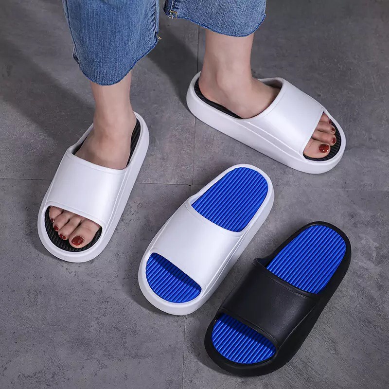 Dép quai ngang đế cao nữ và nam, dép bánh mì nam nữ đế cao chất liệu eva chống ngấm nước