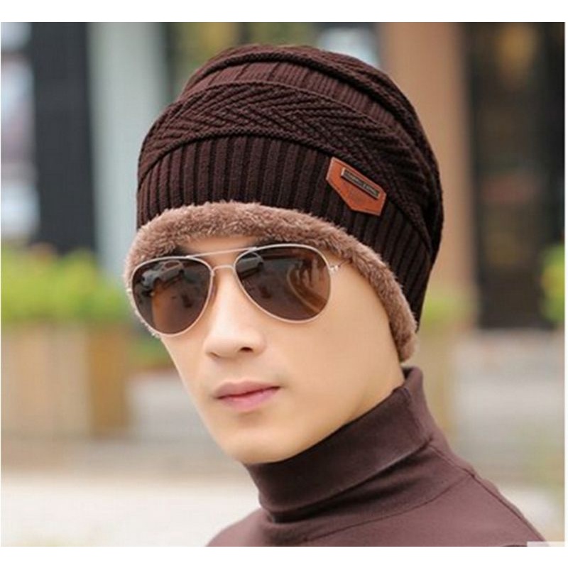Nón mũ len nam thu đông 2 lớp