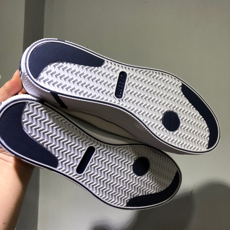 Giày thể thao unisex thương hiệu Lacoste cao cấp bản màu trắng phối xanh than
