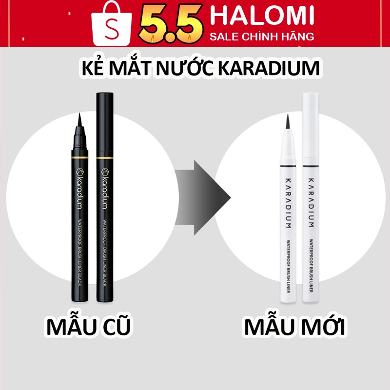 Bút Kẻ Mắt Nước Karadium Waterproof Brush Liner Black 0.55g