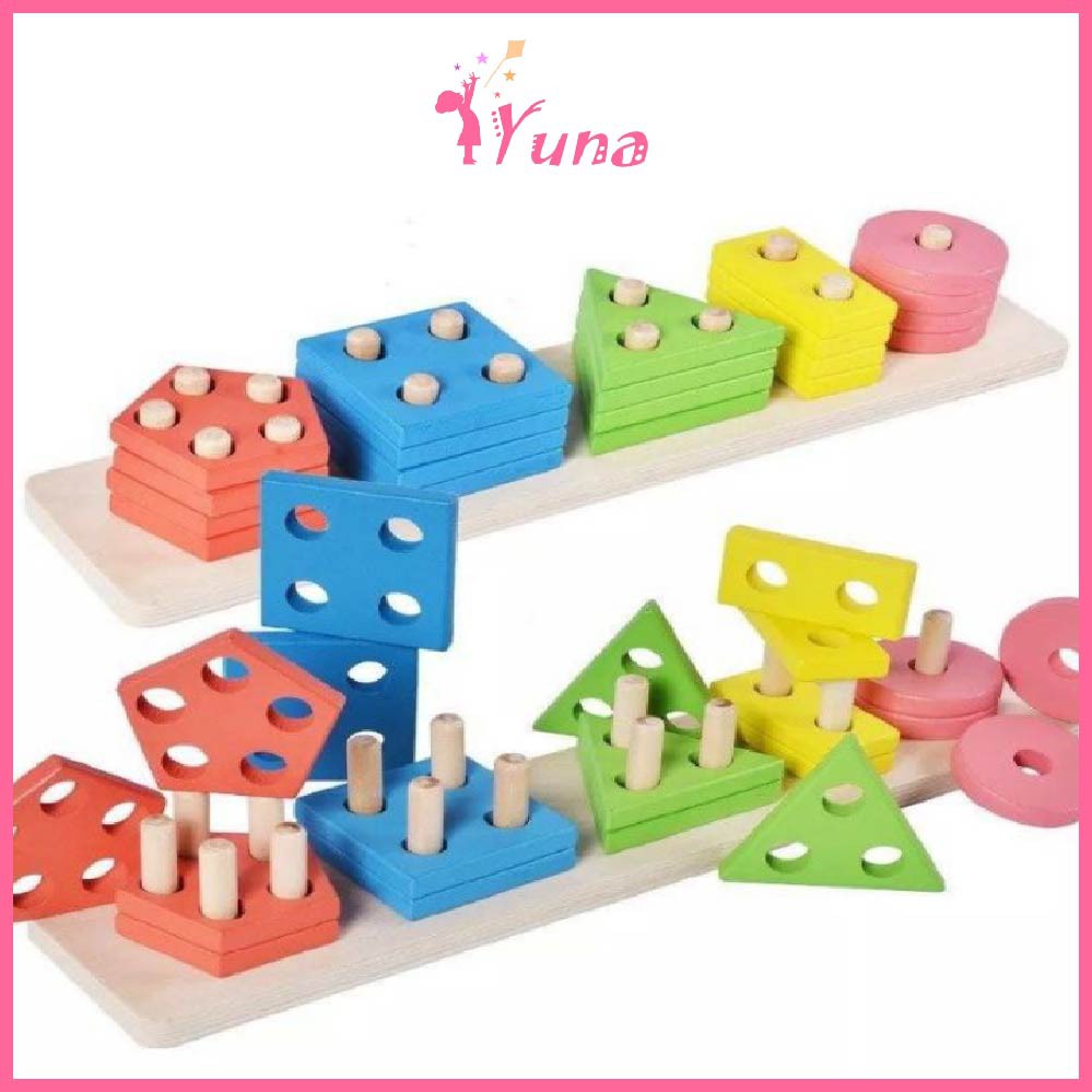 Thả hình 3D Montessori 4 tầng - Đồ chơi thông minh cho bé