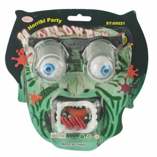SET Kính mắt lò xo & răng nanh hóa trang Halloween