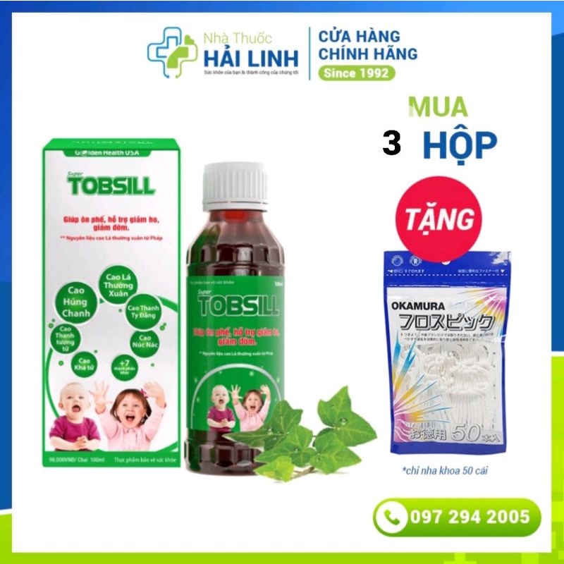 [CHÍNH HÃNG] Siro ho thảo dược Tobsill Kid Gold