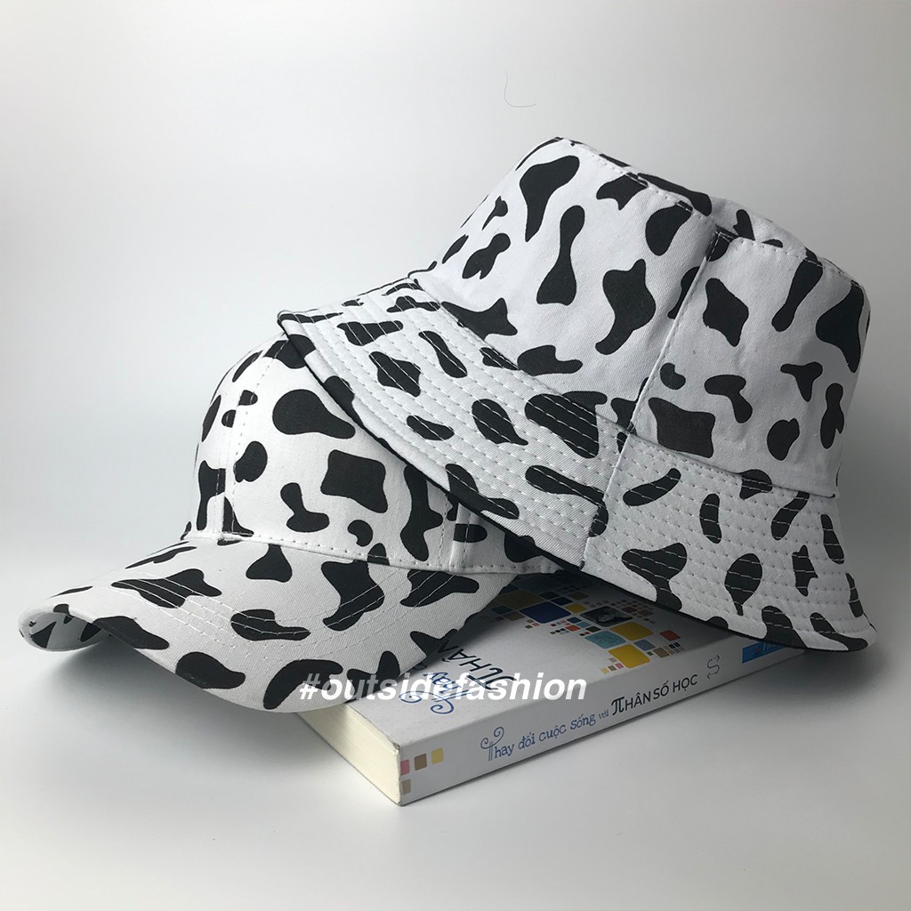 Mũ lưỡi trai nam nữ bò sữa hàn quốc, Nón kết họa tiết trắng đen style Ulzzang form unisex nam nữ OUTSIDE STREETWEAR N01