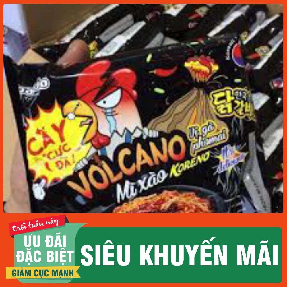 THÙNG 24 GÓI MÌ XÀO VOLCANO Vị Bò Cay, Phô Mai GÓI 118G