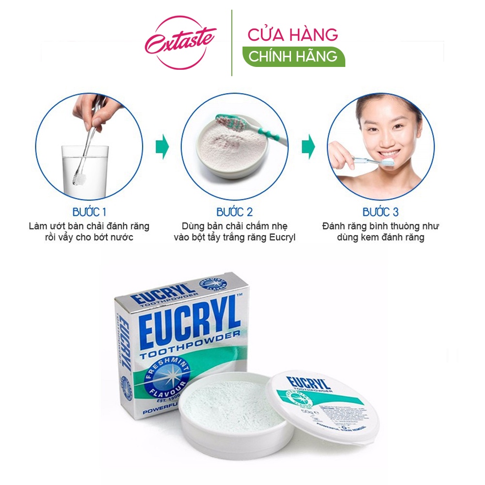 Bột đánh răng trắng sáng Eucryl Toothpowder hương bạc hà 50g