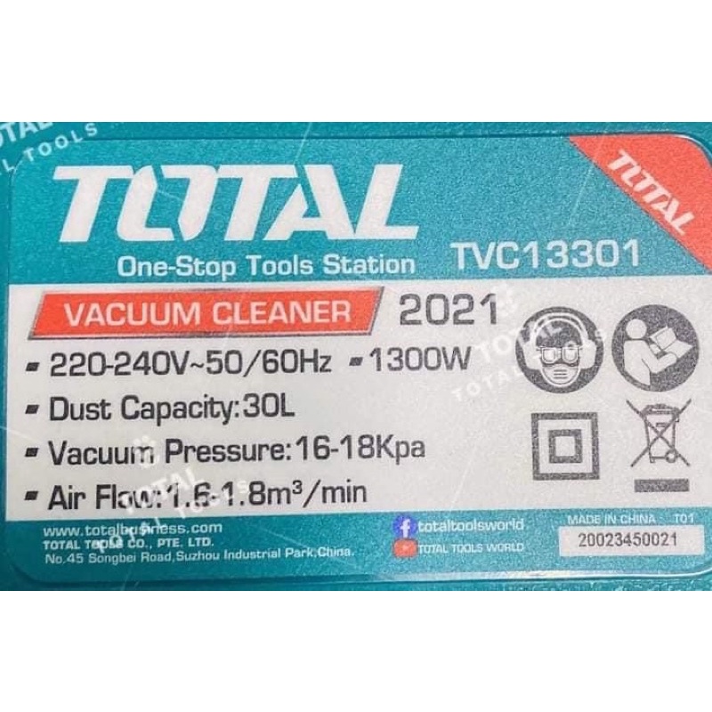 TOTAL Máy hút bụi & hút nước 30L 1300W TVC13301