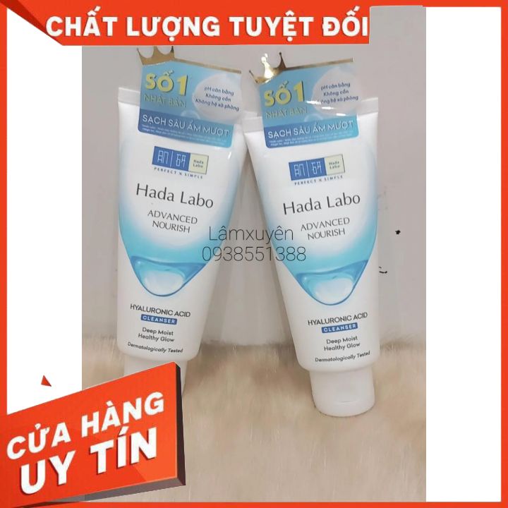 Sữa Rửa Mặt Hada Labo Sạch Sâu Dưỡng Ẩm 80g Advanced Nourish Hyaluronic Acid Cleanser làm sạch bụi bẩn sáng da