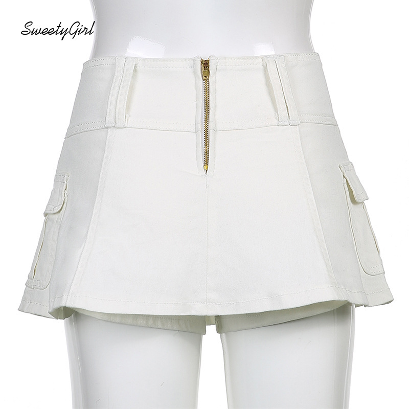 Chân váy jean màu trơn lưng cao thiết kế thời trang dành cho nữ