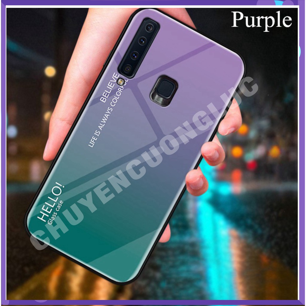 [HOT] ỐP LƯNG SAMSUNG Galaxy A9 2018 mặt kính cường lực màu gradient