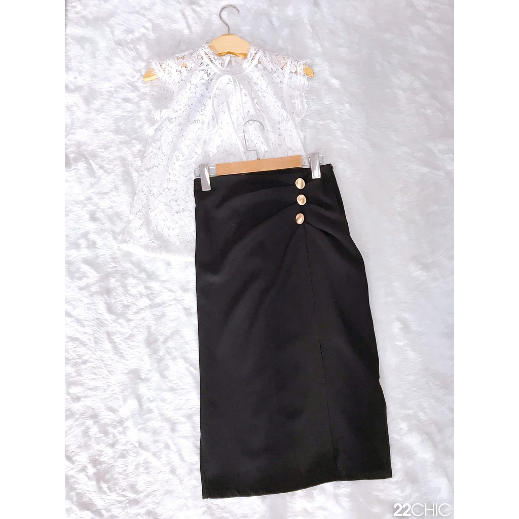 Váy hoa cúc hồng xẻ tà - 22CHIC