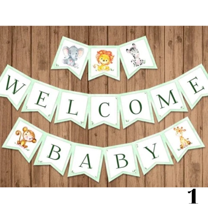 Dây cờ trang trí chữ Welcome Baby màu trắng tbgt16