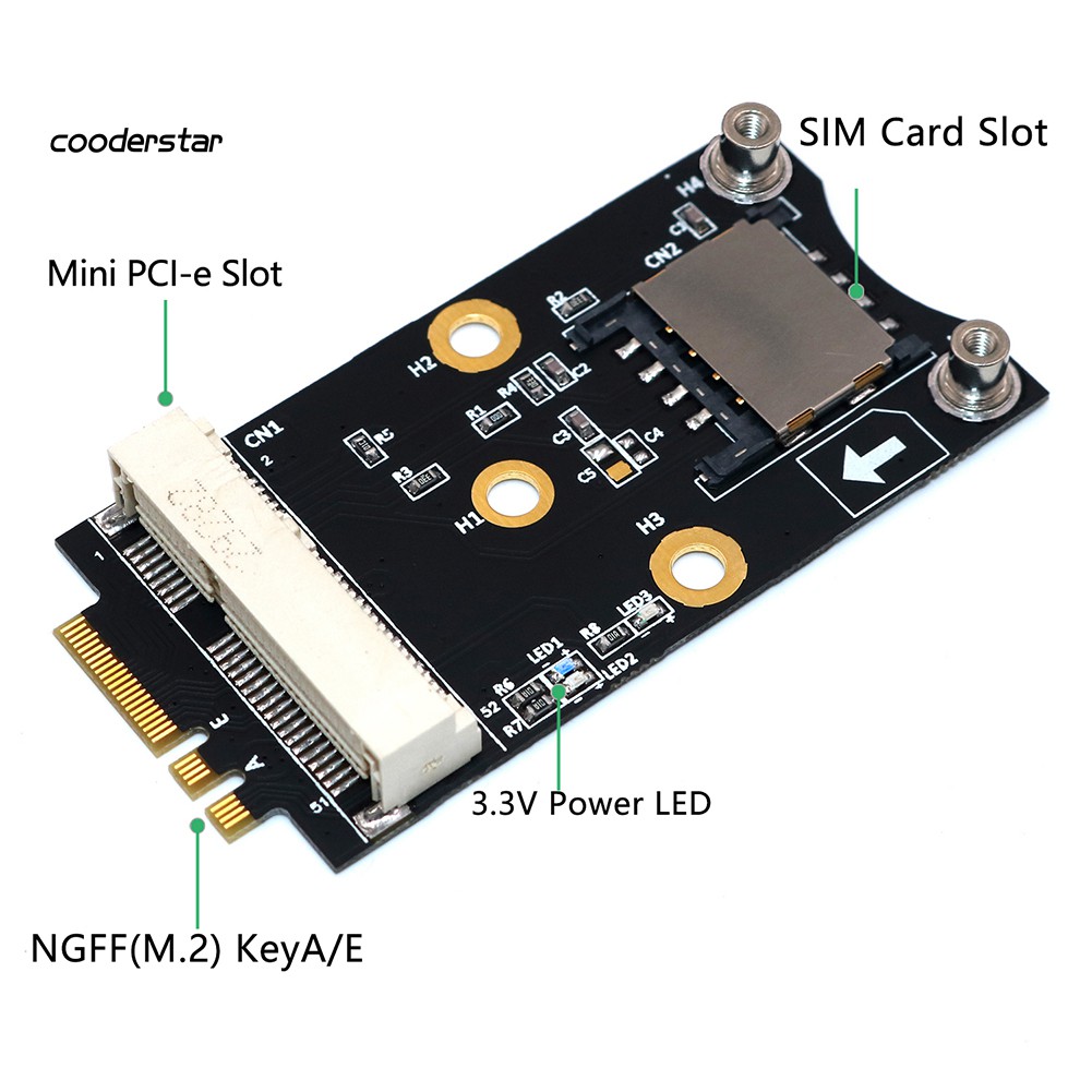 Bộ chuyển đổi Wdp Mini Pci-E sang M.2 Ngff Key A / E với khe cắm sim 3g / 4g