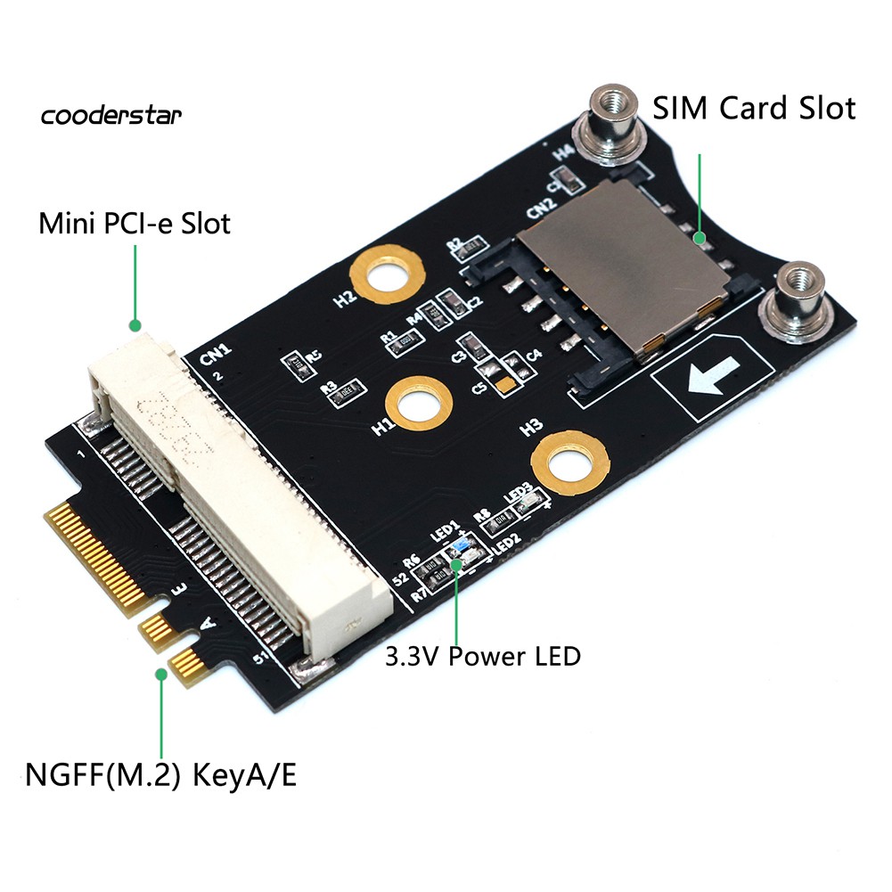 Adapter Chuyển Đổi Wdp Mini Pci-E Sang M.2 Ngff Key A / E Với Khe Sim Cho 3g / 4g