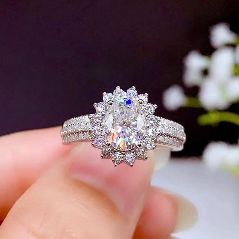 Nhẫn Đính Hôn Đính Đá Zircon Lấp Lánh Sang Trọng Dành Cho Nữ
