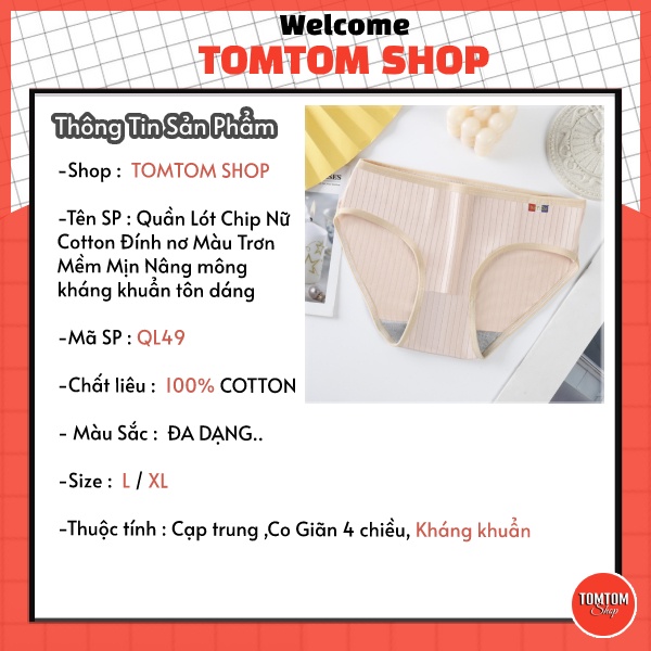 Quần Lót Chip Nữ Cotton Đính nơ Màu Trơn Mềm Mịn Nâng mông kháng khuẩn tôn dáng QL50 | WebRaoVat - webraovat.net.vn