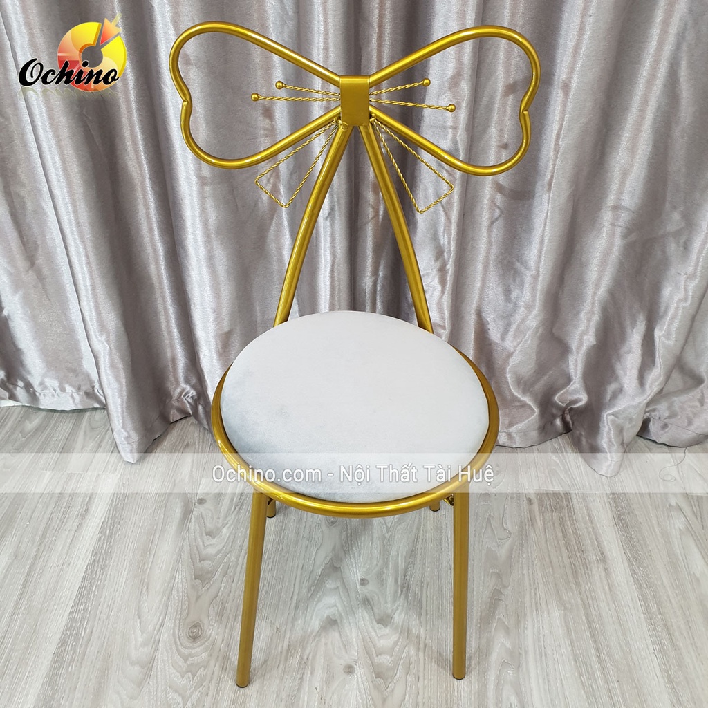 Ghế Trang Điểm Hình Nơ Nhập Khẩu Phong Cách Bắc Âu Sang Chảnh( Hàng Có Sẵn)