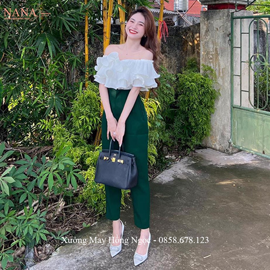 Quần baggy cạp cao bản to rộng 2 nút màu Đen dáng quần tây nữ công sở đi học lưng cao vải mềm dày co giãn nhẹ