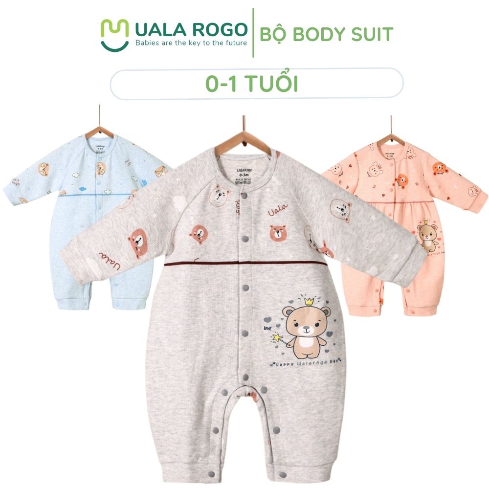 [FULL] - Bộ body dài tay cho bé 0-12 tháng Ualarogo vải peptit/ bamboo/ cotton mềm mại co giãn thoải mái