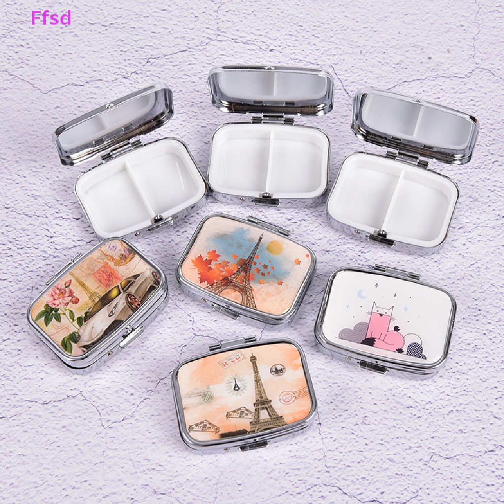 Hộp Đựng Thuốc Viên Hình Vuông Bằng Kim Loại Gấp Gọn Tiện Lợi