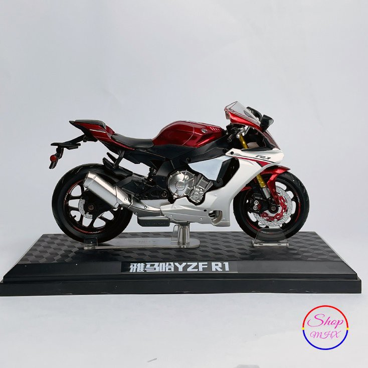 Xe mô hình mô tô YAMAHA YZF-R1 TẶNG KÈM BIỂN SỐ tỉ lệ 1:12 hãng MSZ