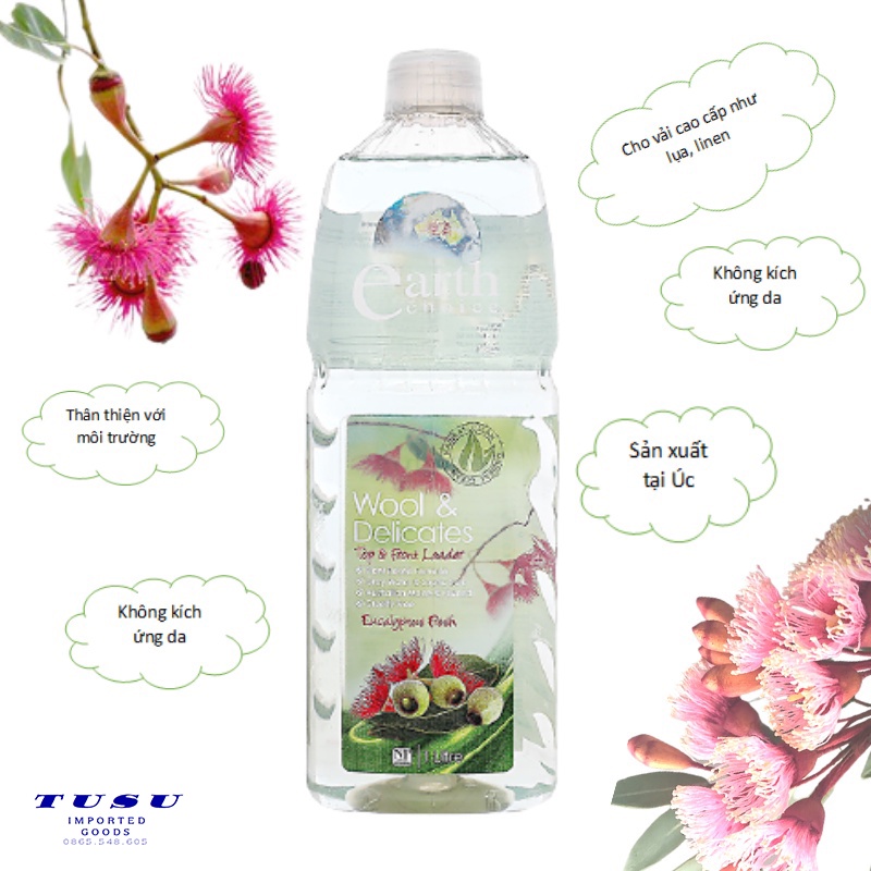 Nước giặt dành cho các loại vải cao cấp Earth Choice 1 Lit - nhập khẩu chính hãng từ Úc/Washing liquid for high-quality