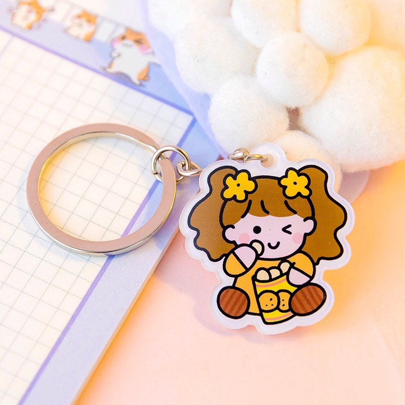 Móc Khoá Xe Hình Icon Sticker Hoạt Hình Móc Balo, Chìa Khoá Siêu Xinh Cute Mới