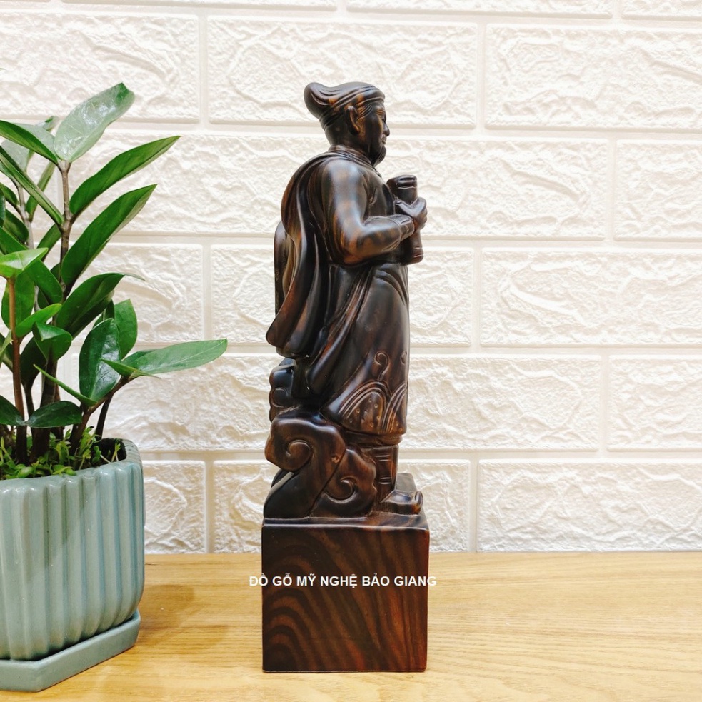 Tượng hưng đạo vương Trần Quốc Tuấn Trần Hưng Đạo gỗ mun hoa cao 30 cm