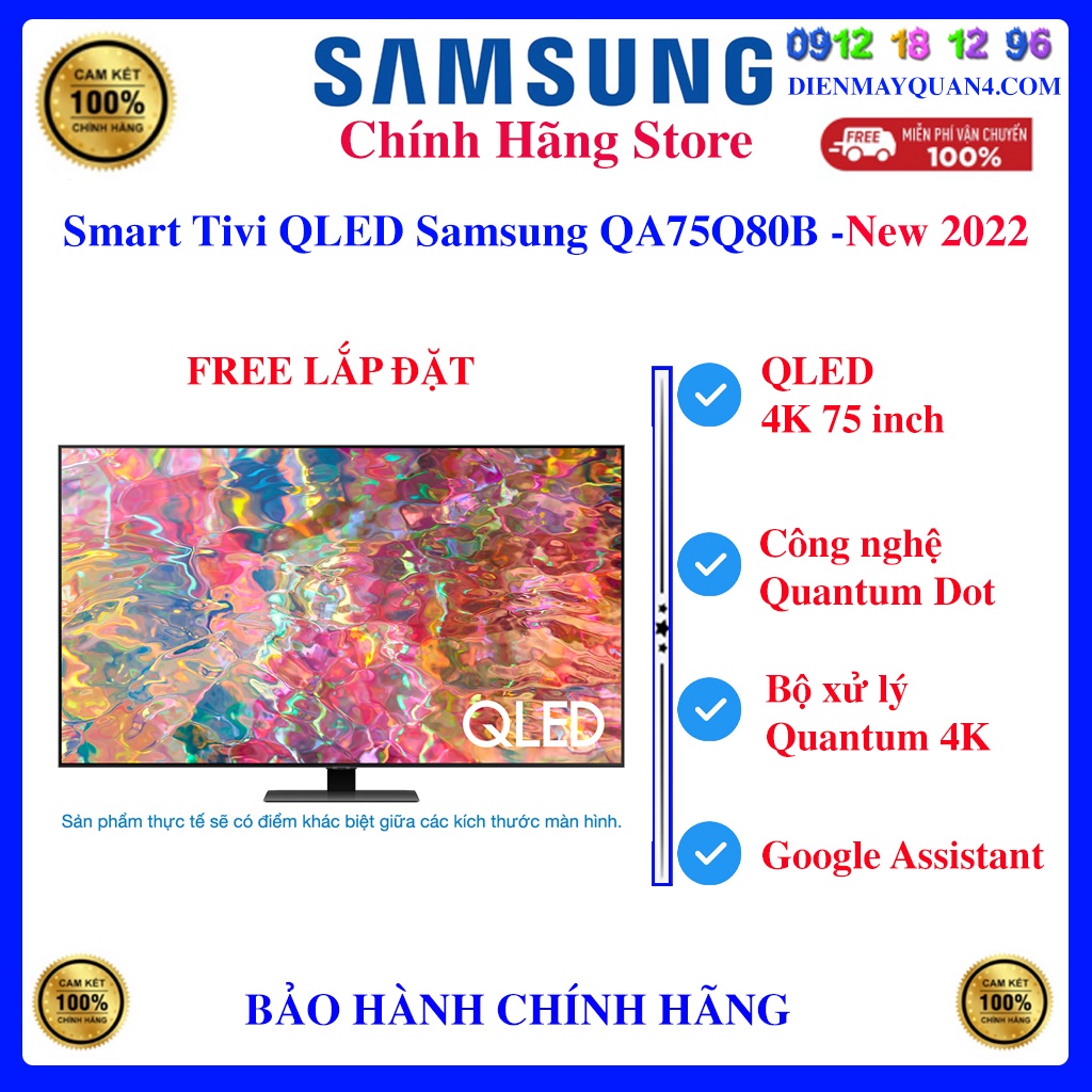 [Mã ELHAMS5 giảm 6% đơn 300K] [Samsung 75Q80B] Smart Tivi QLED 4K 75 inch Samsung QA75Q80B