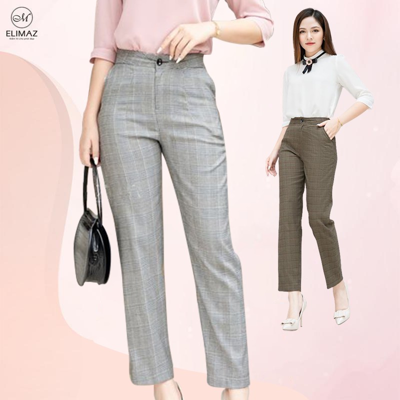 [Thiết Kế Mới 2021] Quần tây âu nữ công sở kẻ caro Elimaz_ EQ20.007 | BigBuy360 - bigbuy360.vn