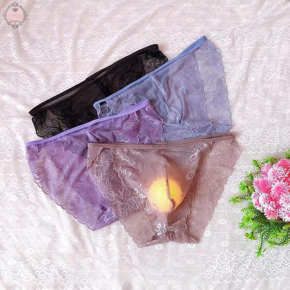 Mens Sexy Lace Briefs Breathable/ Stretch See-Through Lingerie Comfy Underpants