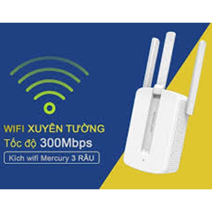 Kích sóng wifi 3 râu Mercusys mở rộng sóng wifi cực mạnh MW300RE - Hàng chính hãng phân phối